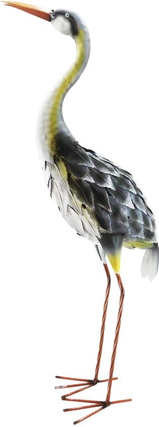 Decoratieve metalen reiger in grijs