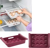 Eierhouder – Eierdoos – Eieropbergbox – Bewaardoos – Koelkast Organizer – Opbergdoos voor 12 Eieren – Eierrek – Eieren bewaren – Kunststof - Bordeaux rood