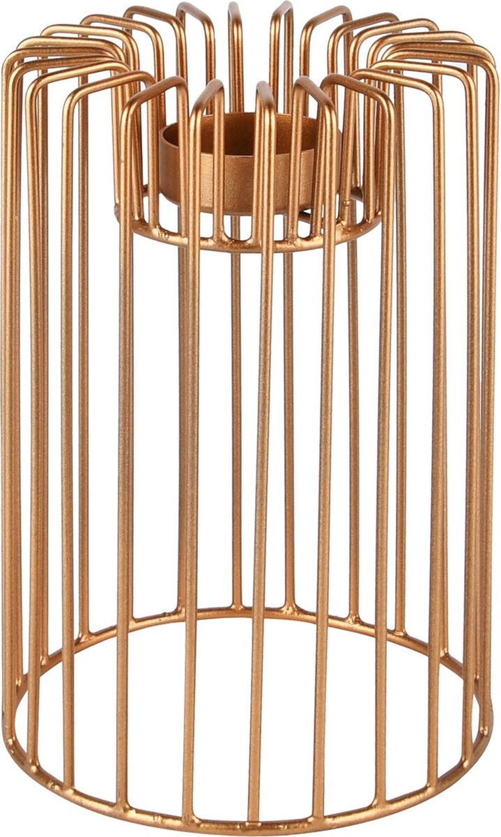 Theelichthouder / waxinelichtjeshouder / Windlicht - Goud - 12 x 12 x 18 cm hoog.