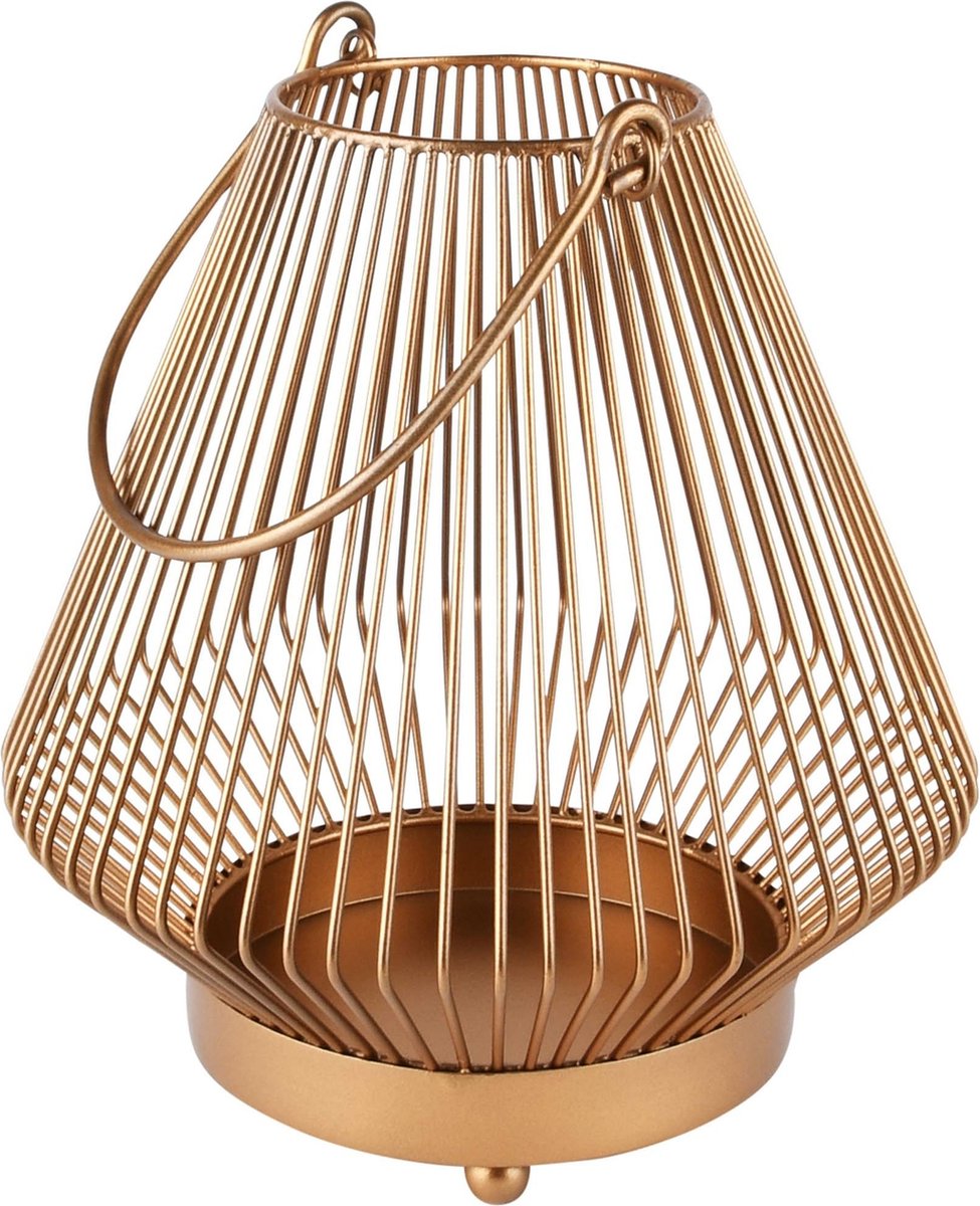 Dekoratief | Lantaarn open m/oor,pootjes, goud, metaal, 23x23x25cm | A228301