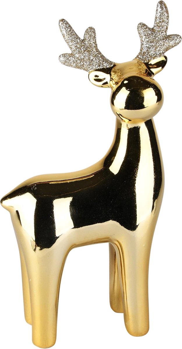 Dekoratief | Rendier staand, goud, dolomiet, 12x6x21cm | A235976