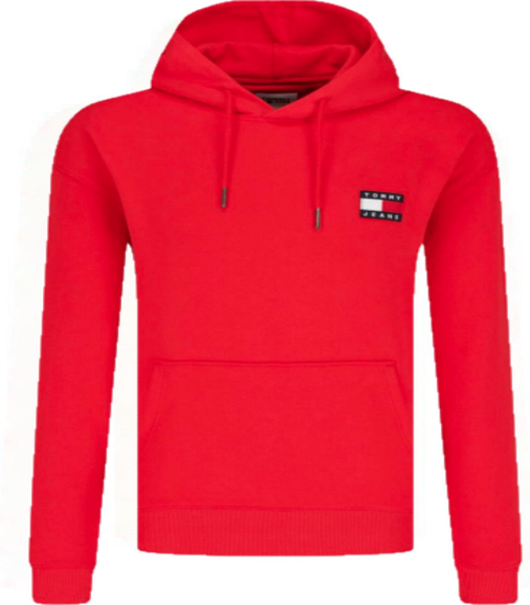 Tommy Jeans Badge Hoodie, rood - Maat XL -