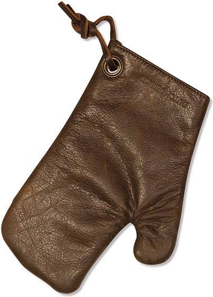 Dutchdeluxes Ovenwant (Volnerf) Leder Bruin Geschikt voor Barbecue Incl. Geschenkdoos