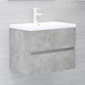The Living Store Meuble vasque avec évier intégré en panneaux de particules gris béton - Meuble de salle de bain