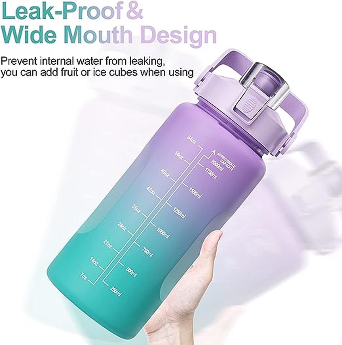 GOURDE,Purple--Bouteille'eau transparente Portable de grande