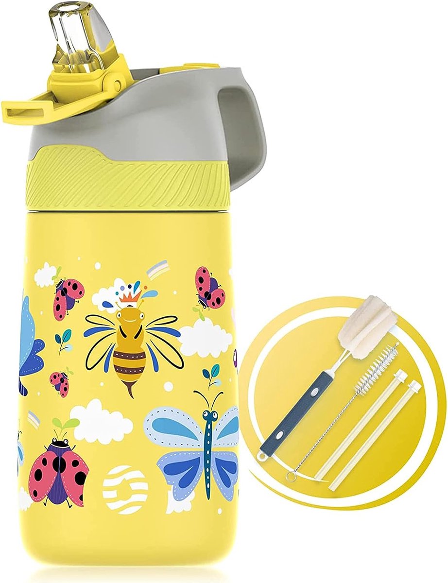 Gourde Isotherme Enfant avec paille - 350ML/400ML Bouteille Isotherme  Enfant - Sans BPA Tritan, Anti-fuite reutilisable pour l'école, Les Sports  et la Maternelle : : Cuisine et Maison