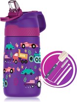 Kinderthermosfles met rietje 350 ml thermosfles waterdicht BPA-vrij Tritan lekvrij herbruikbaar voor schoolsport kinderdagverblijf