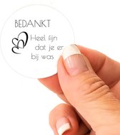 Stickers wit Bedankt dat je er was 48 stuks 4 cm - Trouwen feest Bruiloft