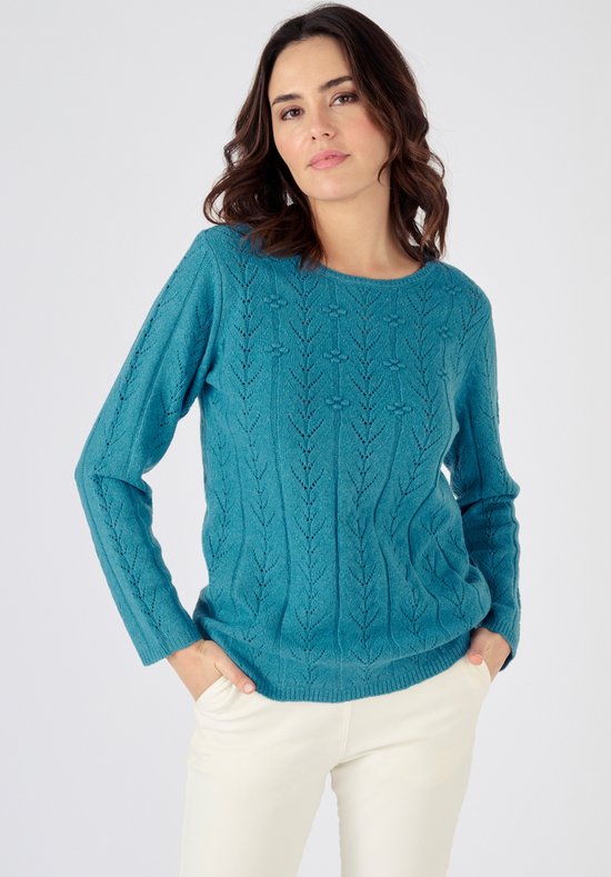 Damart - Pull en jersey ajouré en relief, fibres recyclées* - Femme - Blauw  - S