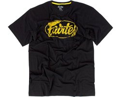 Fairtex TST148 Logo T-Shirt - Zwart - opdruk goud - maat S