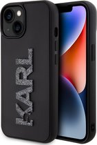 iPhone 15 Backcase hoesje - Karl Lagerfeld - Effen Zwart - TPU (Zacht)