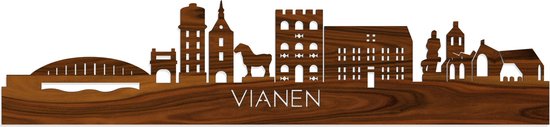 Skyline Vianen Palissander hout - 100 cm - Woondecoratie - Wanddecoratie - Meer steden beschikbaar - Woonkamer idee - City Art - Steden kunst - Cadeau voor hem - Cadeau voor haar - Jubileum - Trouwerij - WoodWideCities