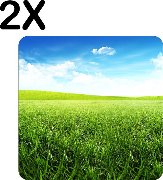 BWK Flexibele Placemat Groen Gras met de Perfecte Blauwe Lucht Set