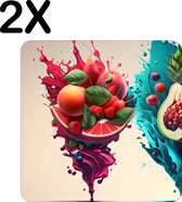 BWK Luxe Placemat - Fruit Splashes Art - Set van 2 Placemats - 50x50 cm - 2 mm dik Vinyl - Anti Slip - Afneembaar