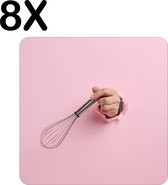 BWK Luxe Placemat - Garde door Roze Muur - Set van 8 Placemats - 40x40 cm - 2 mm dik Vinyl - Anti Slip - Afneembaar