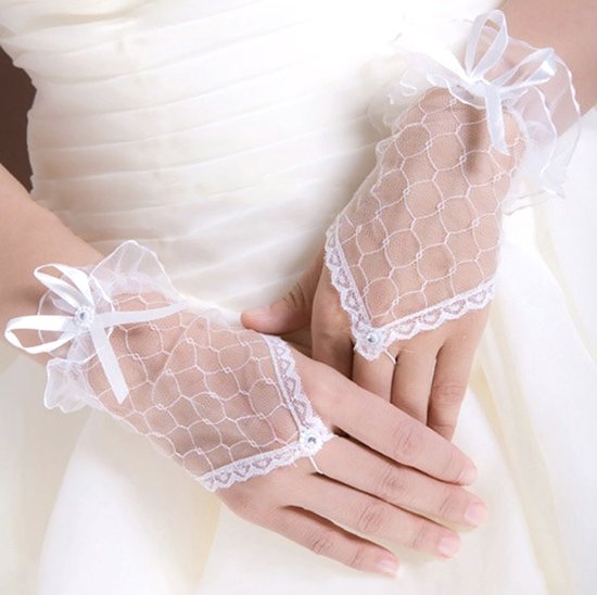 Hiden | Bruids Handschoenen - Cosplay Kleding - Cosplay Anime - Handschoenen Dames - Bride - Handschoenen zonder vingers - Bruiloft decoraties | Wit - zonder vingers