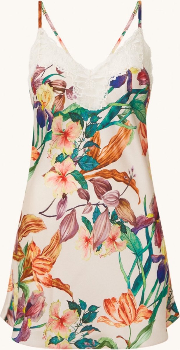 Aubade Sweet Folk slipdress van satijn met kant beige