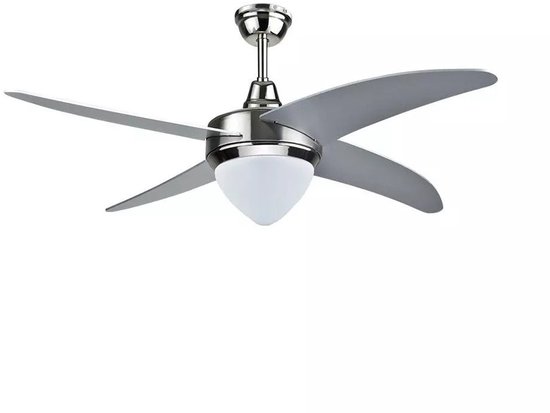 42″ Plafondventilator met AC motor, 3 snelheden, 3-kleuren LED verlichting, afstandsbediening, stil, zilver/wit