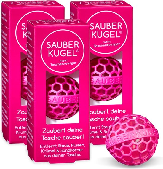 Sauberkugel - Nettoyeur de sac - Boule de nettoyage - Rose - Réutilisable - Pack de 3