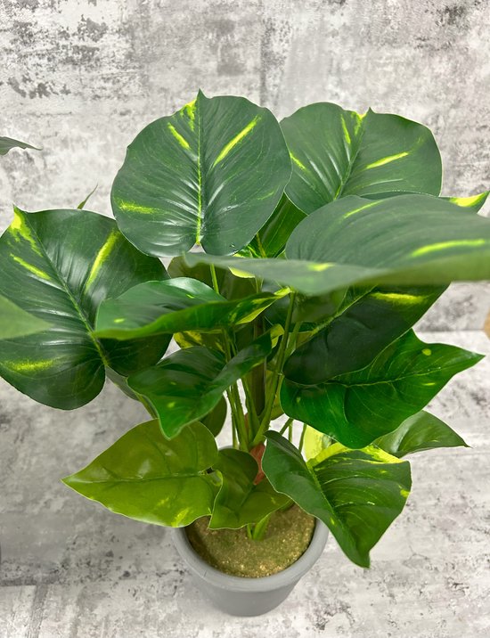 Kunstplant Monstera Sp Peru in pot - grijs - H 35 cm Ø 25 cm - Binnenshuis