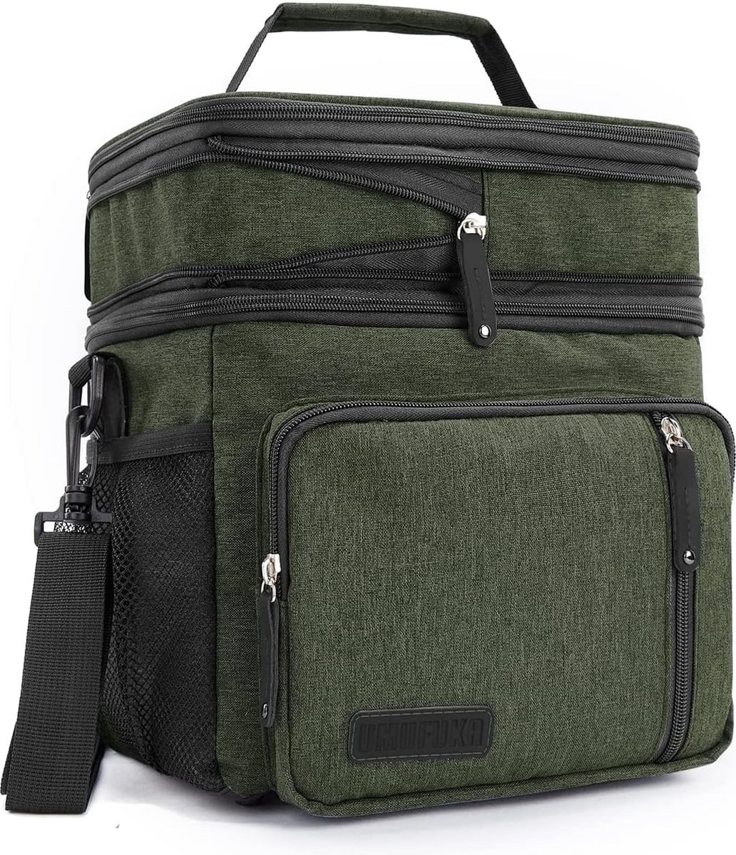 Sac Isotherme 15 Litres étanche - Bandoulière Réglable, Multiples Poches, Pour Pique-nique, Voyage, Noir