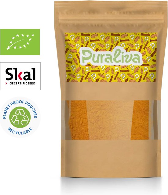 Puraliva - Kurkuma Poeder Biologisch - 100G - Premium - Gemalen - Kurkuma - Kurkuma Longa - Turmeric Poeder - Curcuma poeder