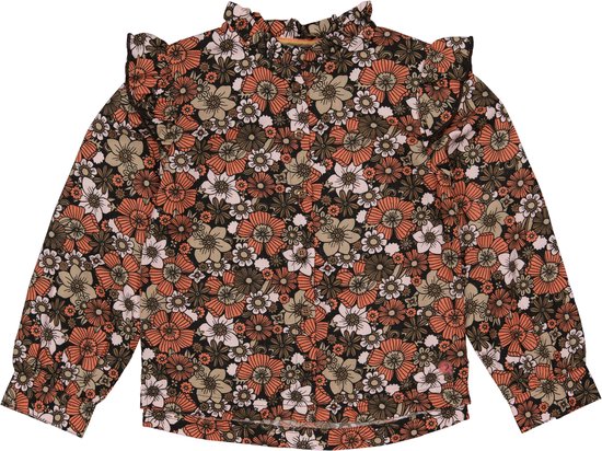 Meisjes blouse - Aline - AOP fusion bloemen koraal