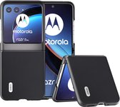 ABEEL Hoesje Geschikt voor Motorola Razr 40 Ultra - Back Cover met Leren Textuur - Echt Leer Case - Zwart