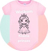 Romper softtouch - welkom kleine prinses - 0-3 maanden - aanpasbaar - kraam cadeau