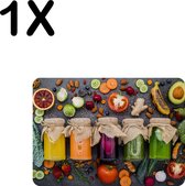 BWK Luxe Placemat - Kleurrijke Potten met Groente en Fruit - Set van 1 Placemats - 35x25 cm - 2 mm dik Vinyl - Anti Slip - Afneembaar