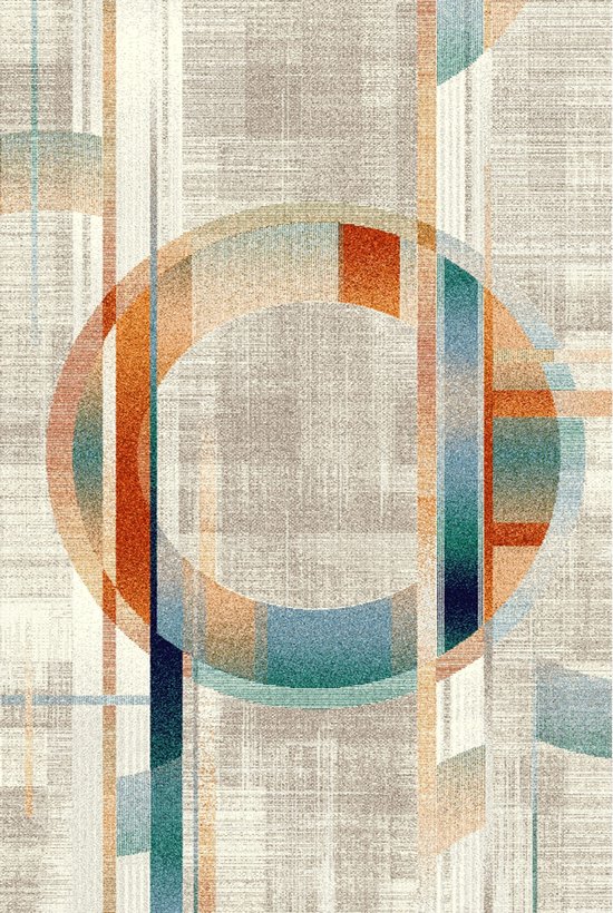 Geometrisch kleurrijk vloerkleed - 200x300cm - Voor binnen - Modern - Wol- Woonkamer - Kantoor - Laagpolig - Carpet