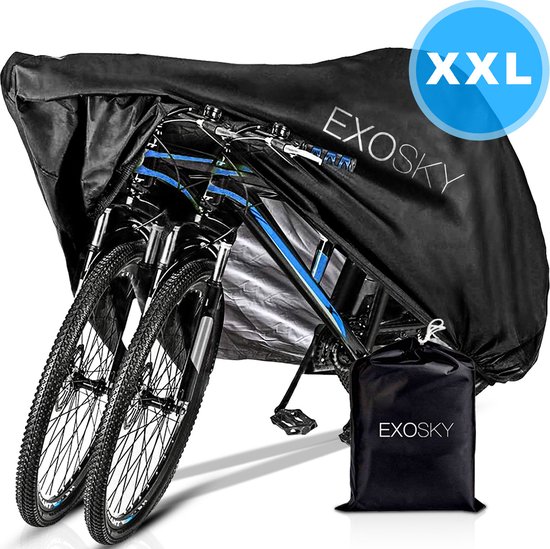 Exosky ® Housse de Vélo Universelle - Imperméable - Pour 1 Vélo Ou 2 Vélo - XXL - Revêtement PU Oxford Ultra Résistant - Incl. Sac de rangement