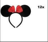 12x Diadem oreilles de souris noires avec noeud - Bandeau de carnaval Bandeau de cheveux Festival à thème Pageant