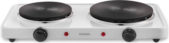 Blokker Elektrische Kookplaat - 2 Pits - Vrijstaand - 1000 en 1500 Watt - Wit - Blokker