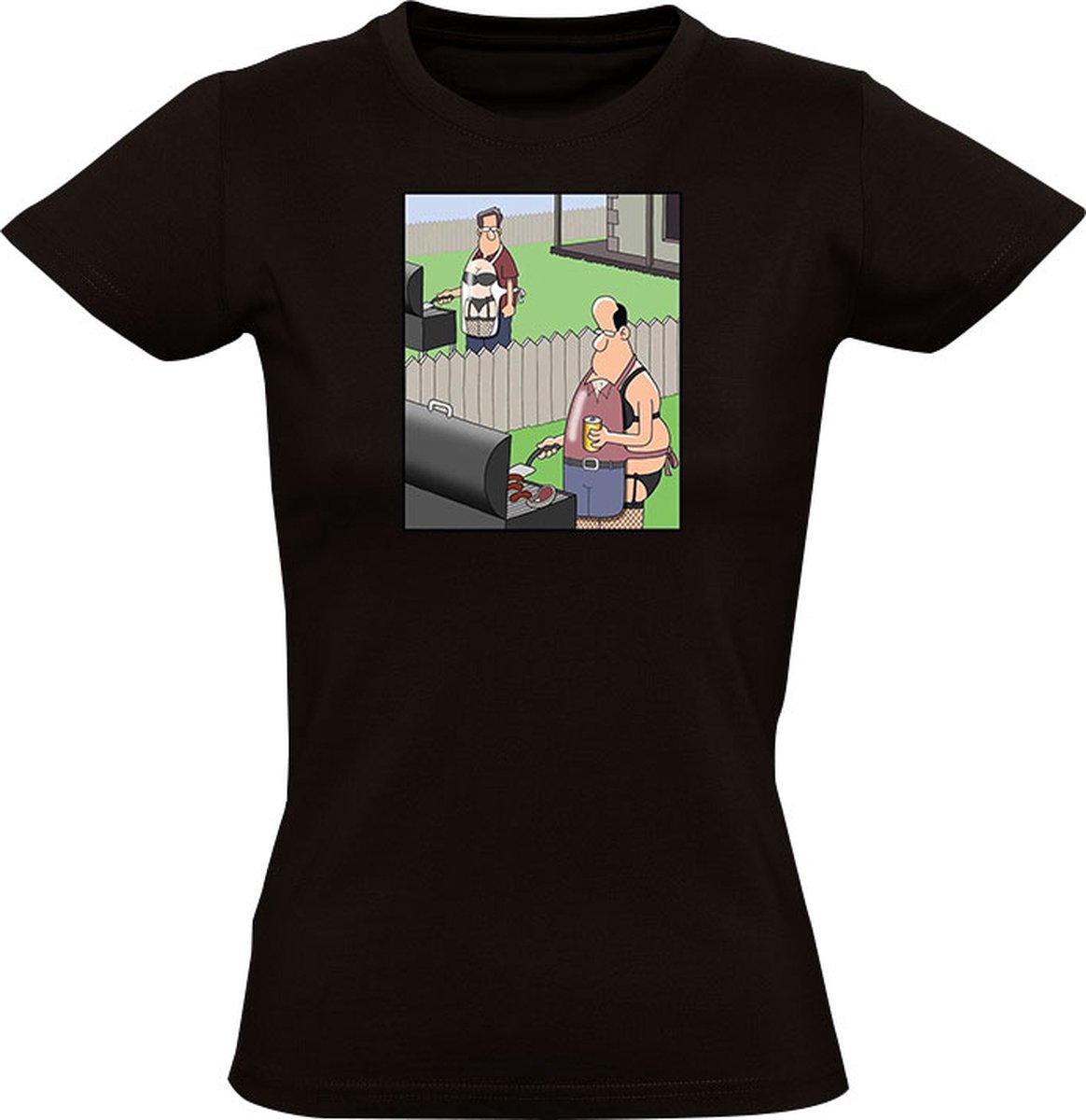 Barbecue short Dames T-shirt - lingerie - bier - sexy - man - vrouw - bbq - feest - zomer - humor - grappig