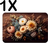 BWK Flexibele Placemat - Mooie Artistieke Bloemen - Set van 1 Placemats - 45x30 cm - PVC Doek - Afneembaar