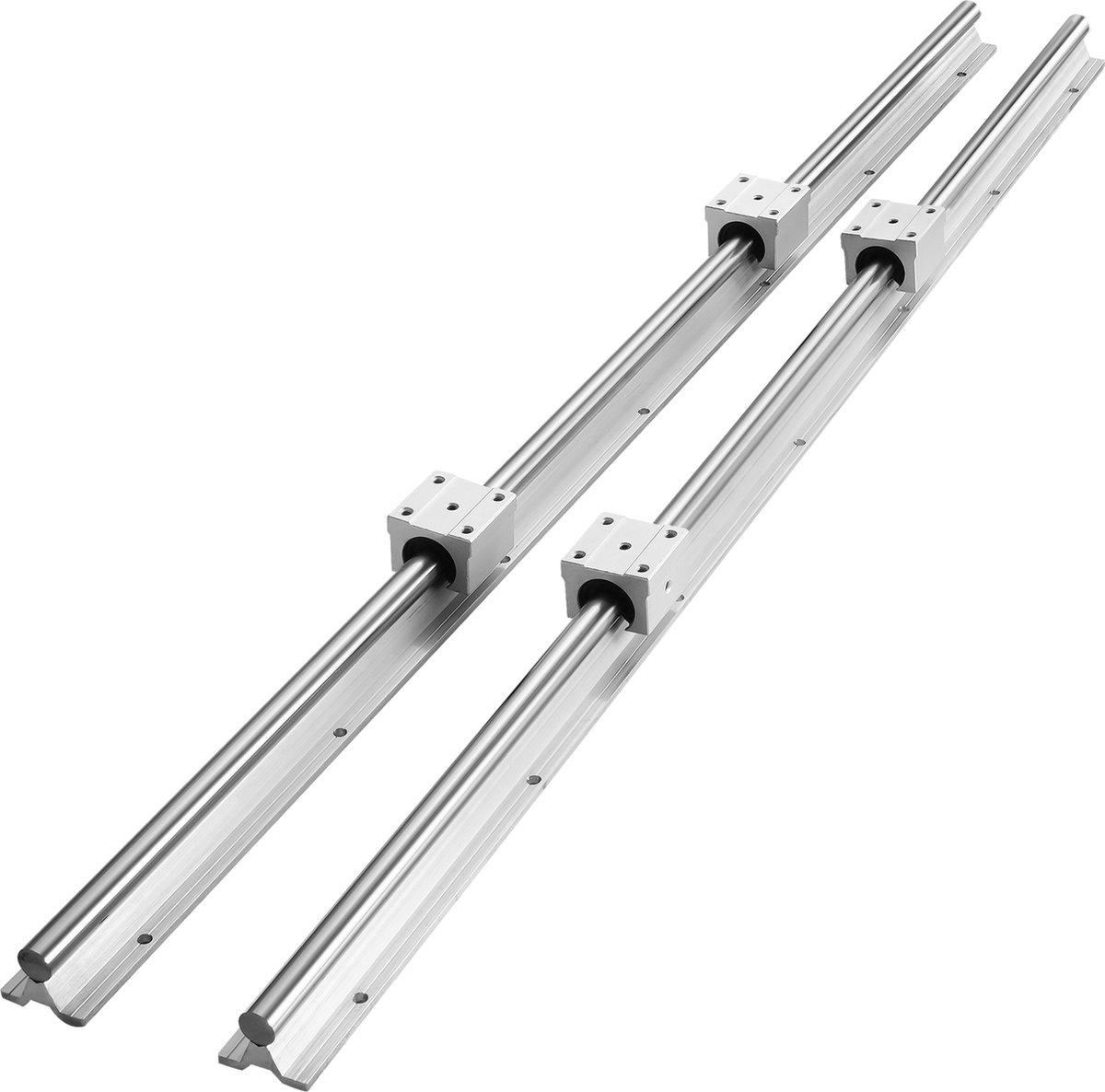 Lineaire rail 2 stuks SBR12 SBR16 SBR20 lineaire geleiderail 300-1200 mm lineaire asgeleider SBR12UU SBR16UU SBR20UU Lineaire lager schuifblok schuifgeleider (2 rails 4 SBR20U, 300 mm