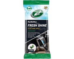 Turtle Wax Fresh Shine Gloss Interieurreinigerdoekjes - Superieure reiniging - Voor alle interieur kunststoffen – Antistatisch – Glanzende finish – Met Spring Clean geur - In hersluitbare verpakking - 24 doekjes