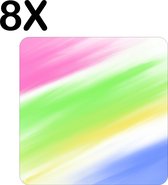 BWK Luxe Placemat - Fel Gekleurde Vegen - Set van 8 Placemats - 40x40 cm - 2 mm dik Vinyl - Anti Slip - Afneembaar