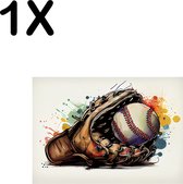 BWK Textiele Placemat - Getekende Honkbal Handschoen - Set van 1 Placemats - 35x25 cm - Polyester Stof - Afneembaar