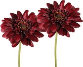 Viv! Home Luxuries Gerbera - 2 stuks - zijden bloem - donker rood - 54cm