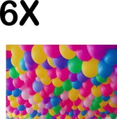 BWK Textiele Placemat - Feestelijke Ballonnen in Veel Kleuren - Set van 6 Placemats - 45x30 cm - Polyester Stof - Afneembaar