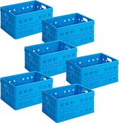 Sunware - Caisse pliante carrée 32L bleu - Set de 6
