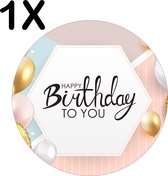 BWK Flexibele Ronde Placemat - Happy Birthday - Verjaardag Sfeer met Ballonnen - Set van 1 Placemats - 40x40 cm - PVC Doek - Afneembaar