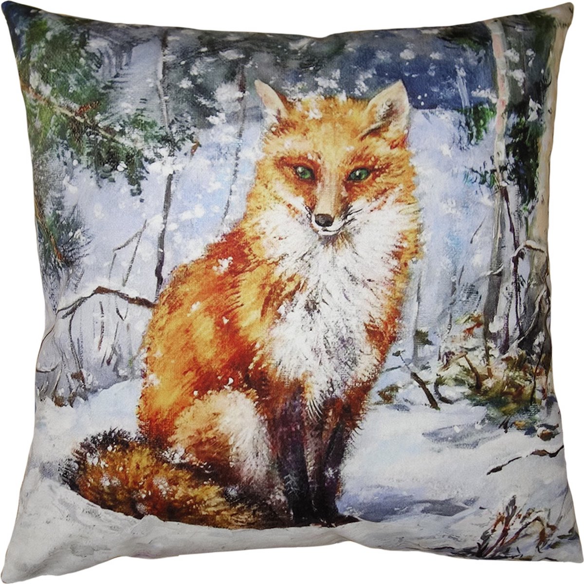 Kussenhoes 45x45 cm Bruin Blauw Polyester Vos