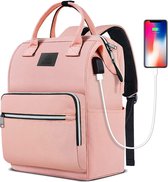 AG Backpack Pink - Ordinateur portable et sac à dos - Compartiment pour ordinateur portable 15,6 pouces - 25L - sacs pour ordinateur portable - Antivol hydrofuge - femmes et filles - Option de chargement USB