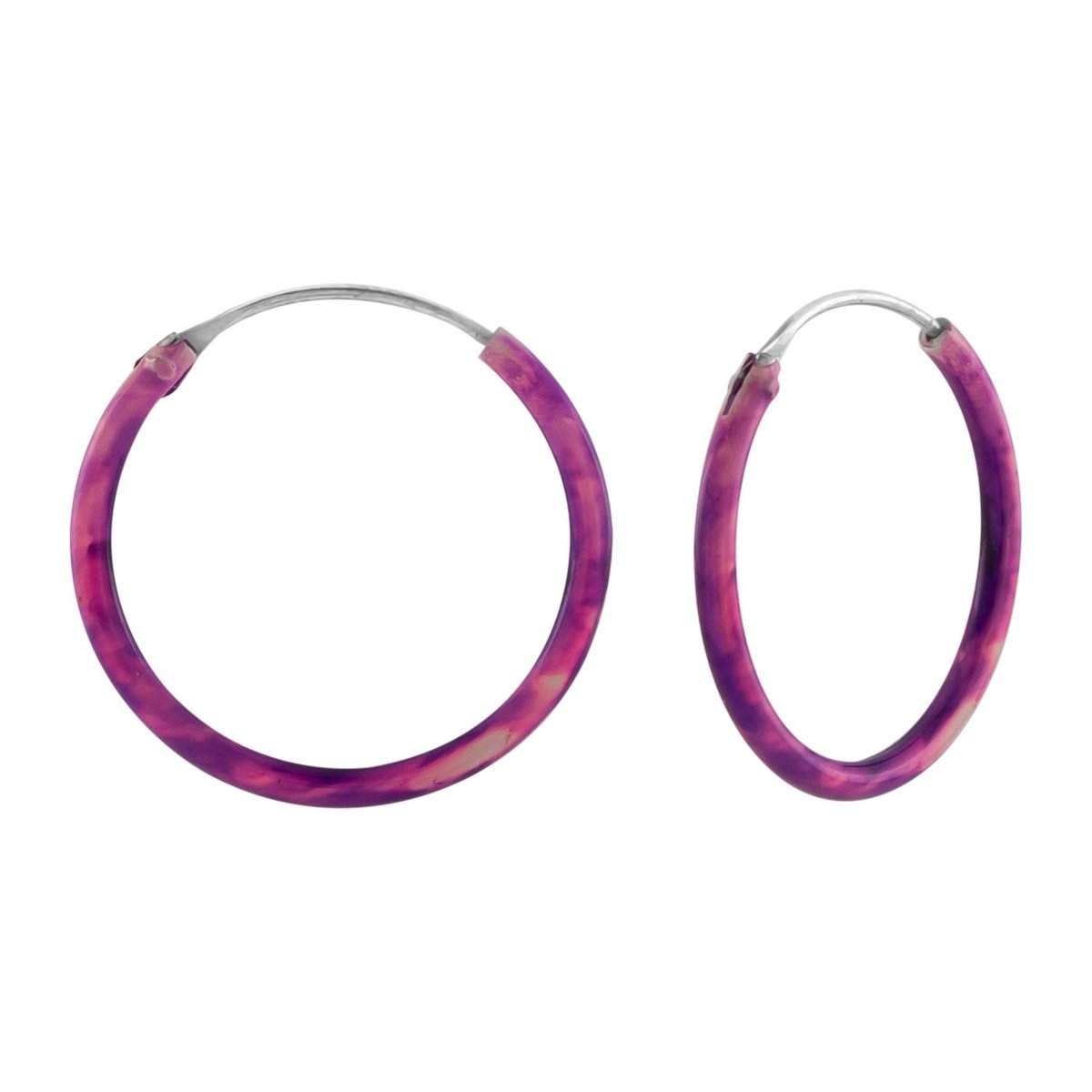 Oorbellen 925 zilver | Oorringen | Zilveren oorringen, 18 mm, 1.2 mm dik, roze
