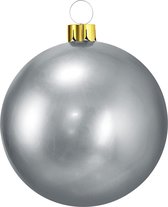 In & Out Deco Kerstbal - Aluminium kleur - 65 cm rond - Opblaasbaar