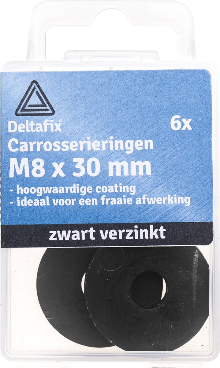 Deltafix carrosseriering zwart verzinkt m8 x 30 x 1.5 din 9021 6 st.