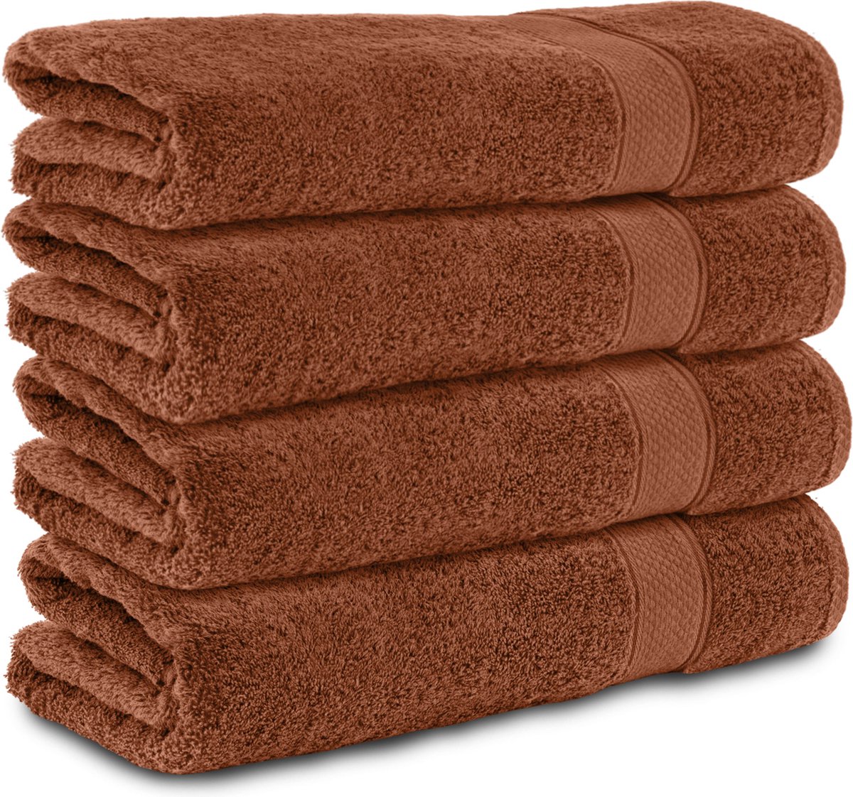 Komfortec Handdoekenset 4x Badhanddoek 70x140 cm - 100% Katoen - Bruin